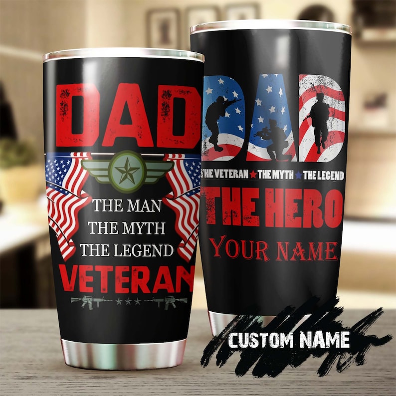 Veteran Dad The Myth The Man The Legend Tumbler-birthday Gift Christmas Gift Fathers Day Gift For D