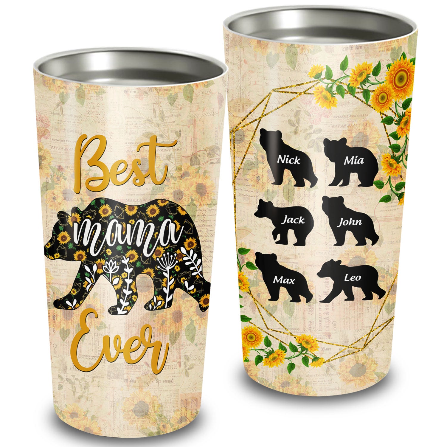 Vintage Mama Bear Custom Name 20oz Tumbler