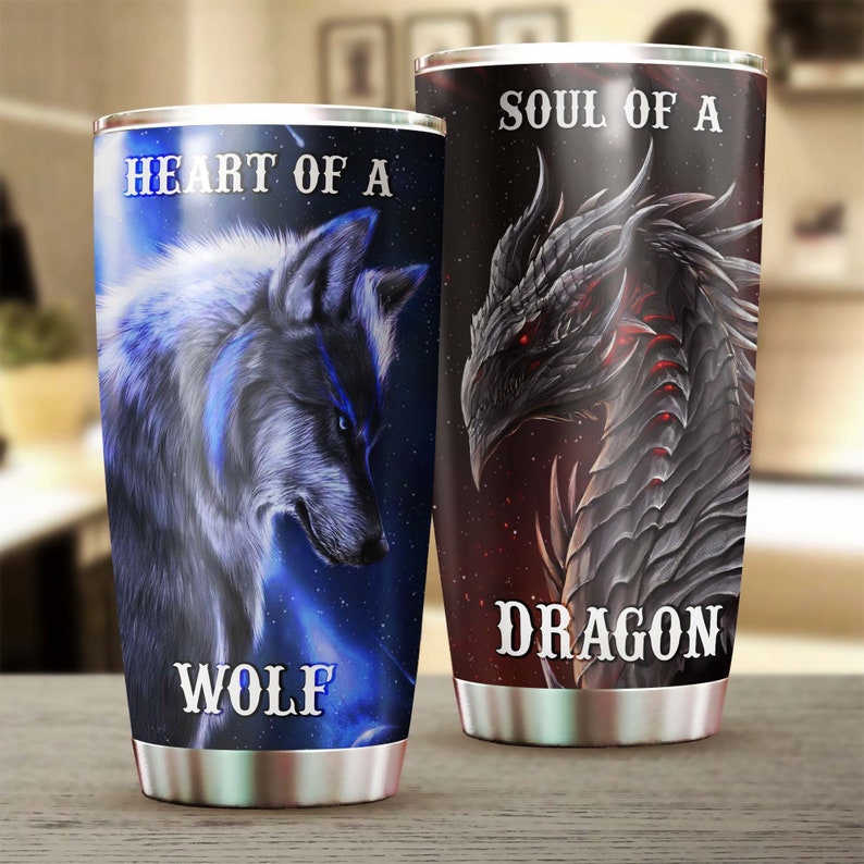 Wolf Heart Soul Steel Tumbler - Wolf Lover Tumbler- Birthday Gift - Gift For Her For Him - Unique Pr