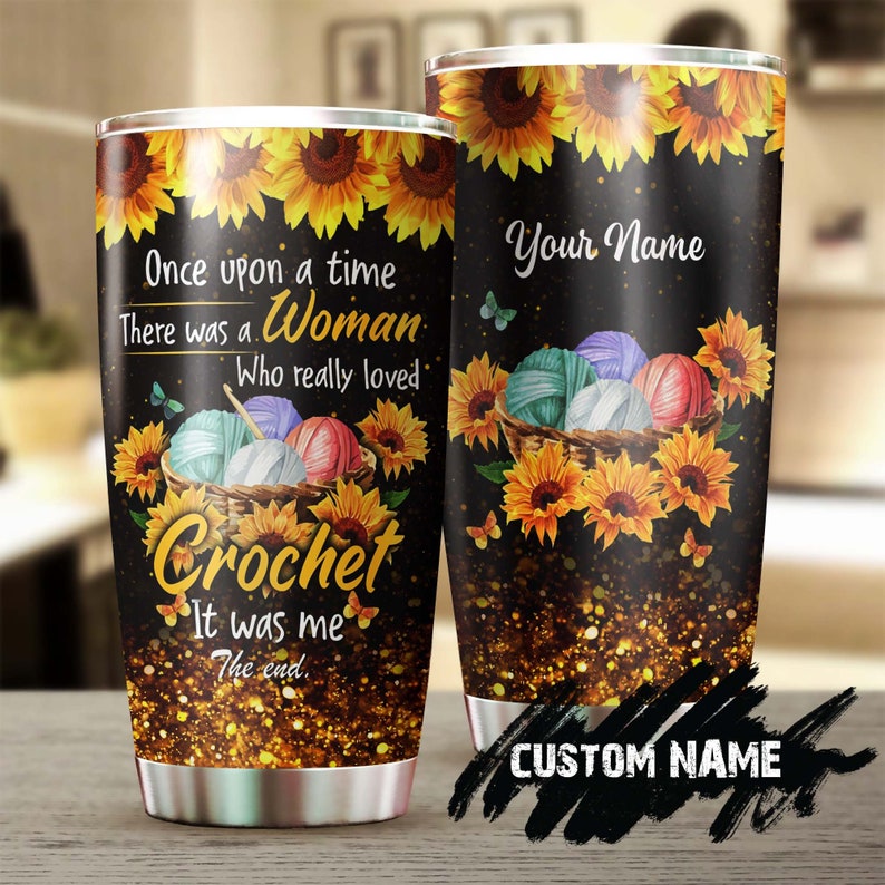 Woman Love Crochet Personalized Stainless Steel Tumbler - Knitting Tumbler - Special Birthday Gift -