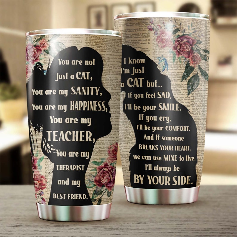 Wooden Style A Girl And Her Maine Coon Cat Personalized Tumbler-cat Tumbler- Gift For Cat Mom Mother