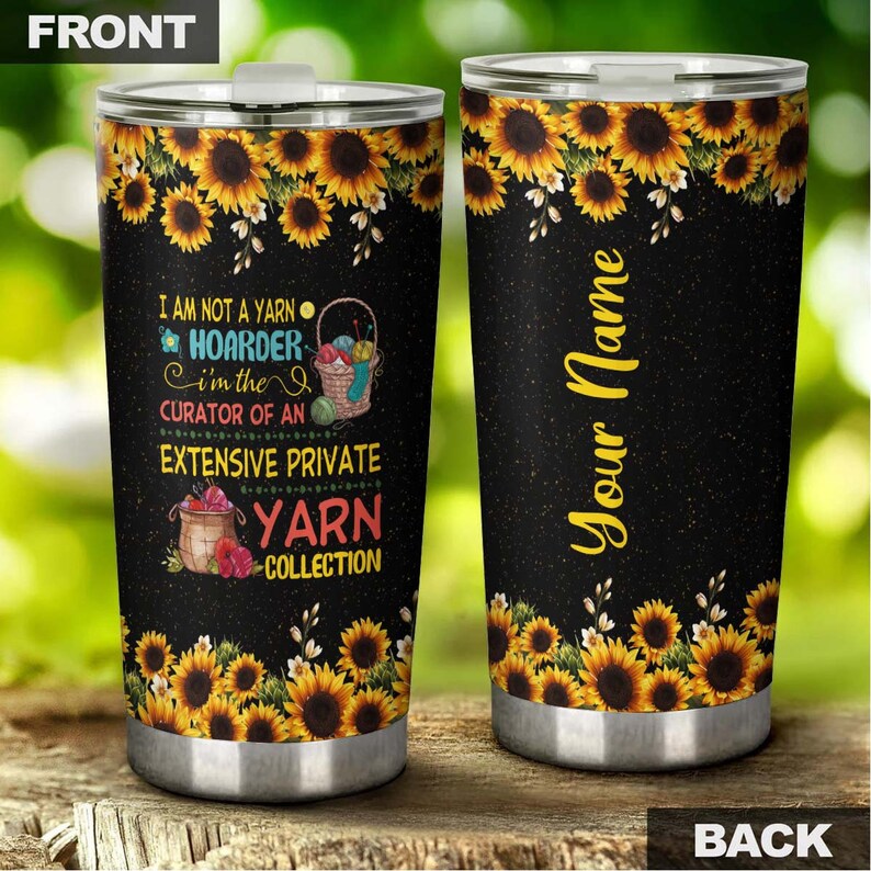 Yarn Collector With Sunflower Personalized Tumbler-sunflower Tumbler-gift For Knitting Lover-gift Fo