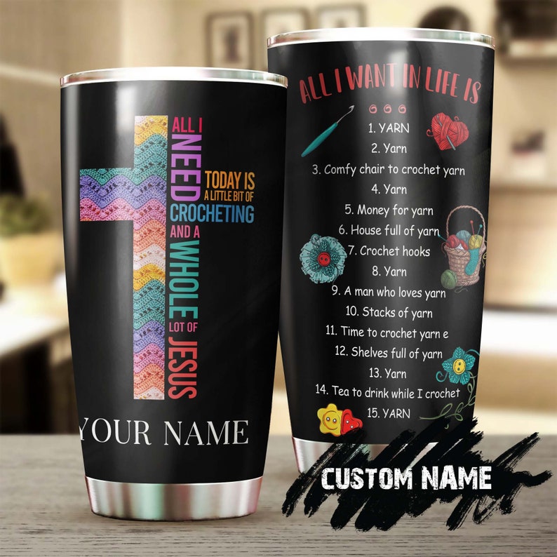 Yarn Texture Faith Crochet Personalized Stainless Steel Tumbler Knitting Tumbler-special Birthday Gi