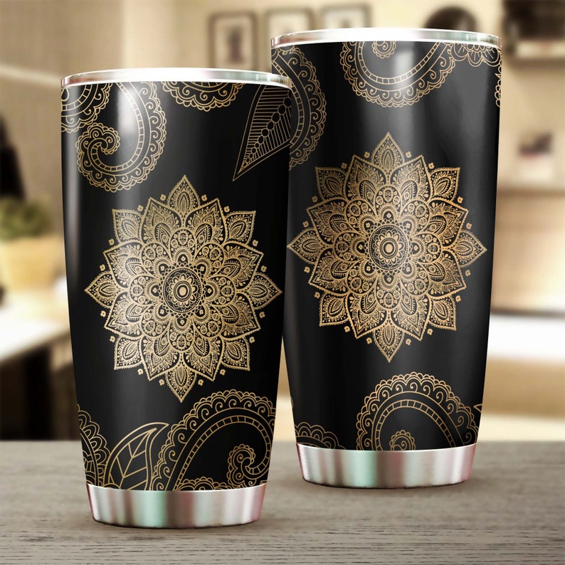 Yoga Mandala Personalized Stainless Steel Tumbler- Yoga Tumbler -birthday Gift - Gift For Women Gift