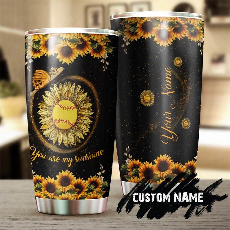 You Are My Sunshine Baseball Sunflower Steel Tumbler -sunflower Tumbler -gift For Sunflower Lover -s