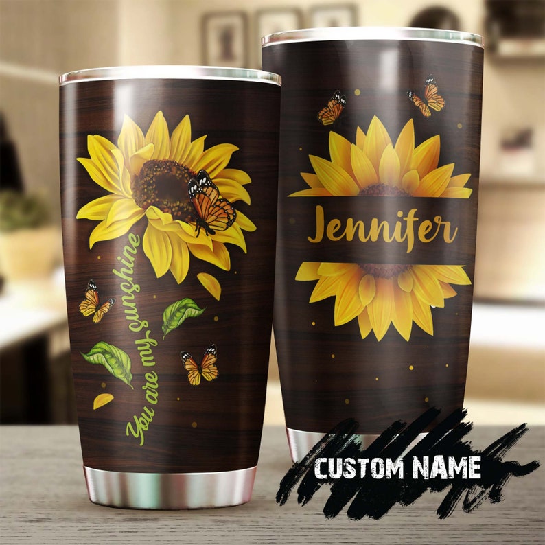 You Are My Sunshine Butterfly Steel Tumbler -sunflower Tumbler -gift For Sunflower Lover -sunflower