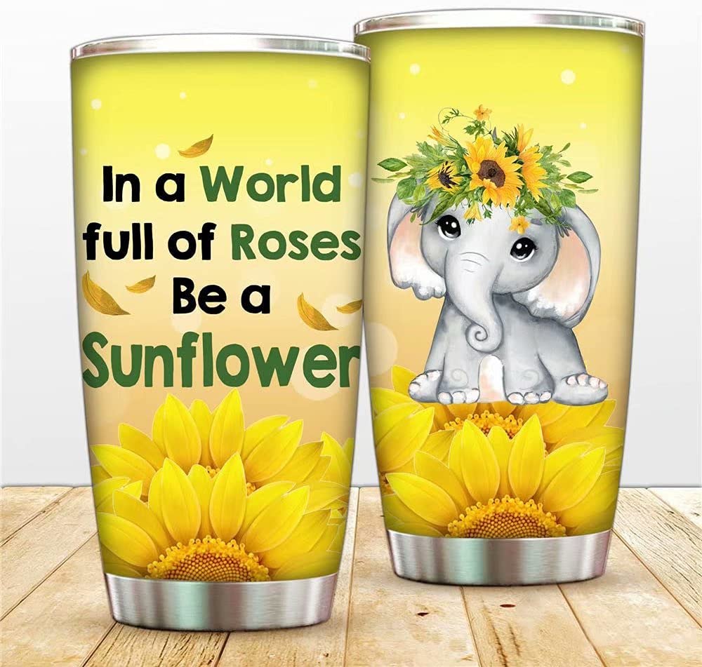 You Are My Sunshine Tumbler Mugs Elephant 20 Oz Stainless Steel Vacuum Insulated Tumbler With Lids A