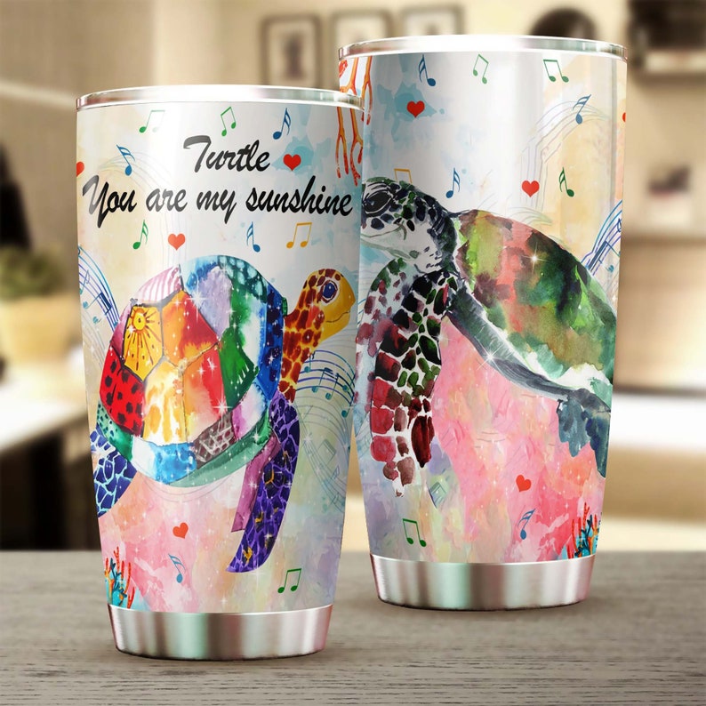 You Are My Sunshine Turtle Colorful Music Notes Tumbler-unique Tumbler-birthday Christmas Gift For T