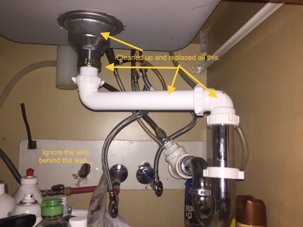 Kitchen sink plumbing update - annotated