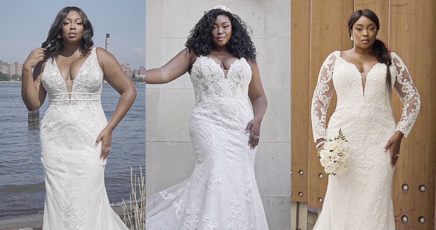 Collage of Plus Size Models Wearing New Curvy Wedding Dresses by Maggie Sottero