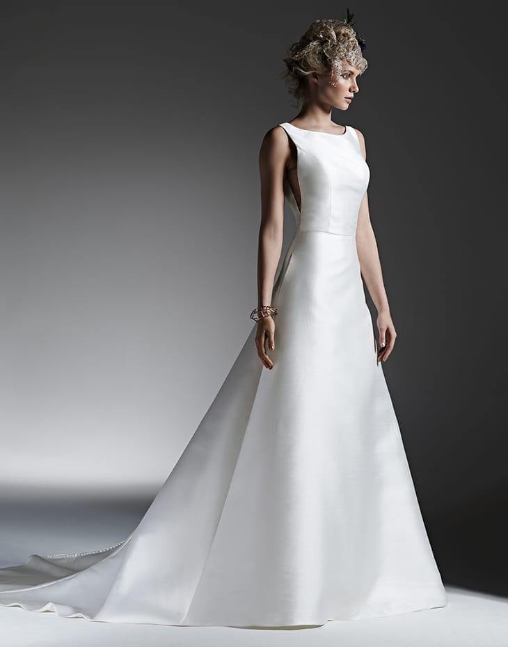 silk a line wedding dress