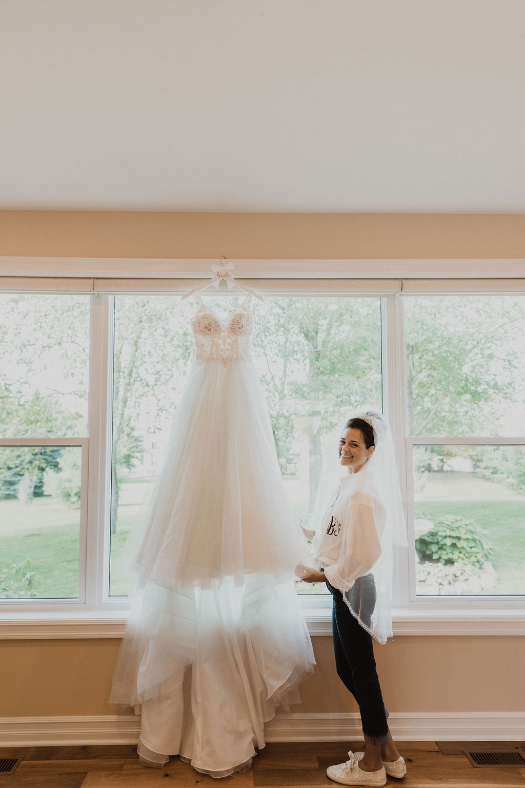 Real Bride Getting Ready for Wedding and Wearing Princess Ball Gown Called Taylor Lynette by Maggie Sottero