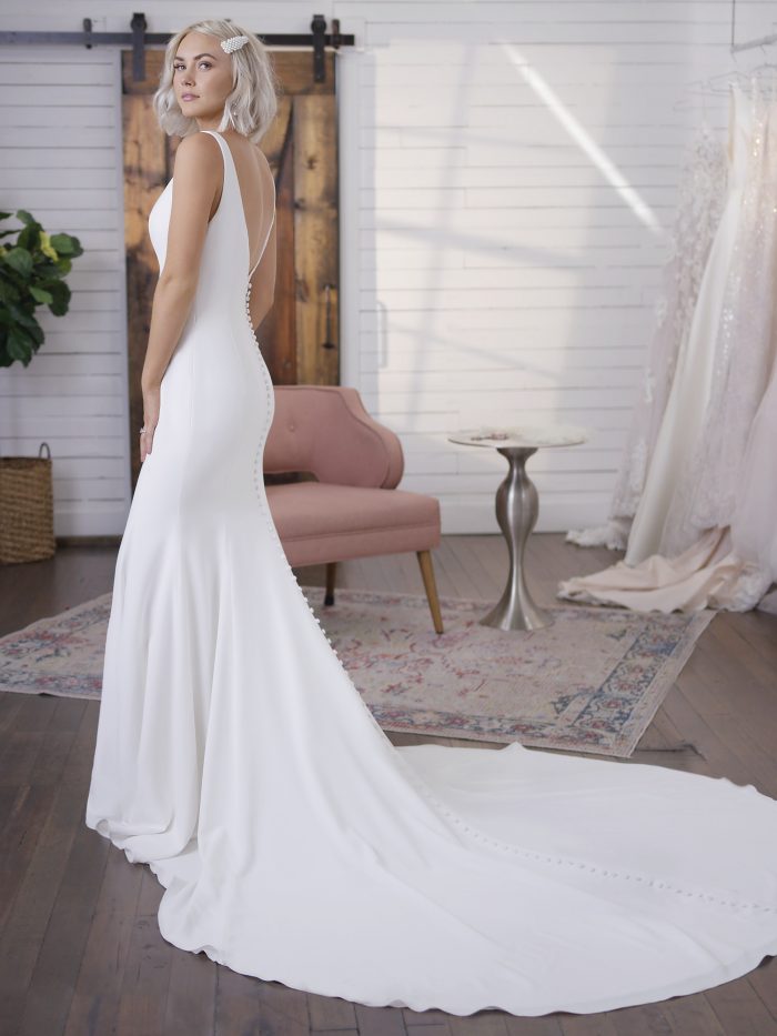 crepe style wedding dress
