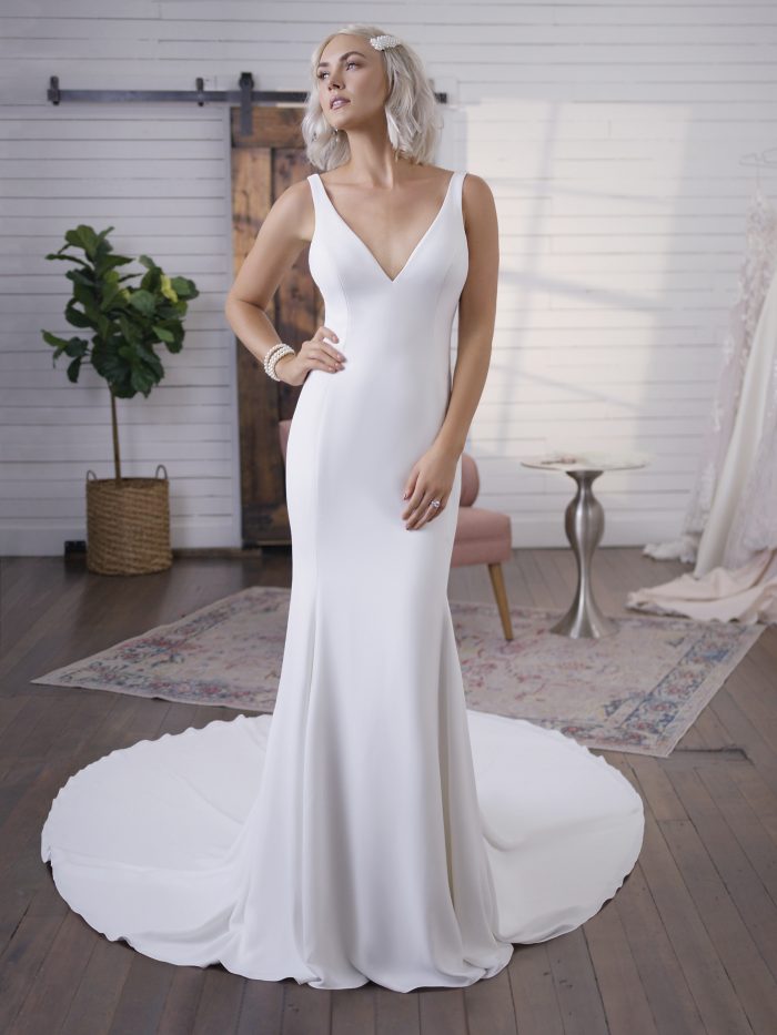 crepe style wedding dress