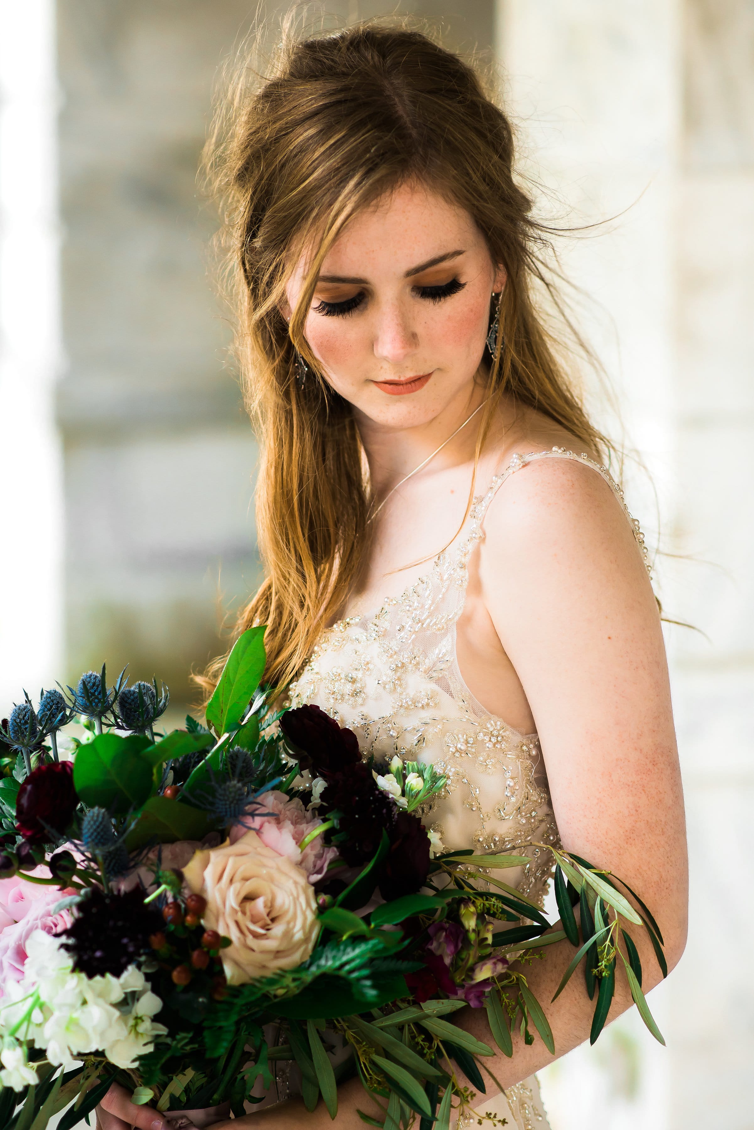 Romantic Styled Shoot with Jewel Tones and Vintage Wedding Dress