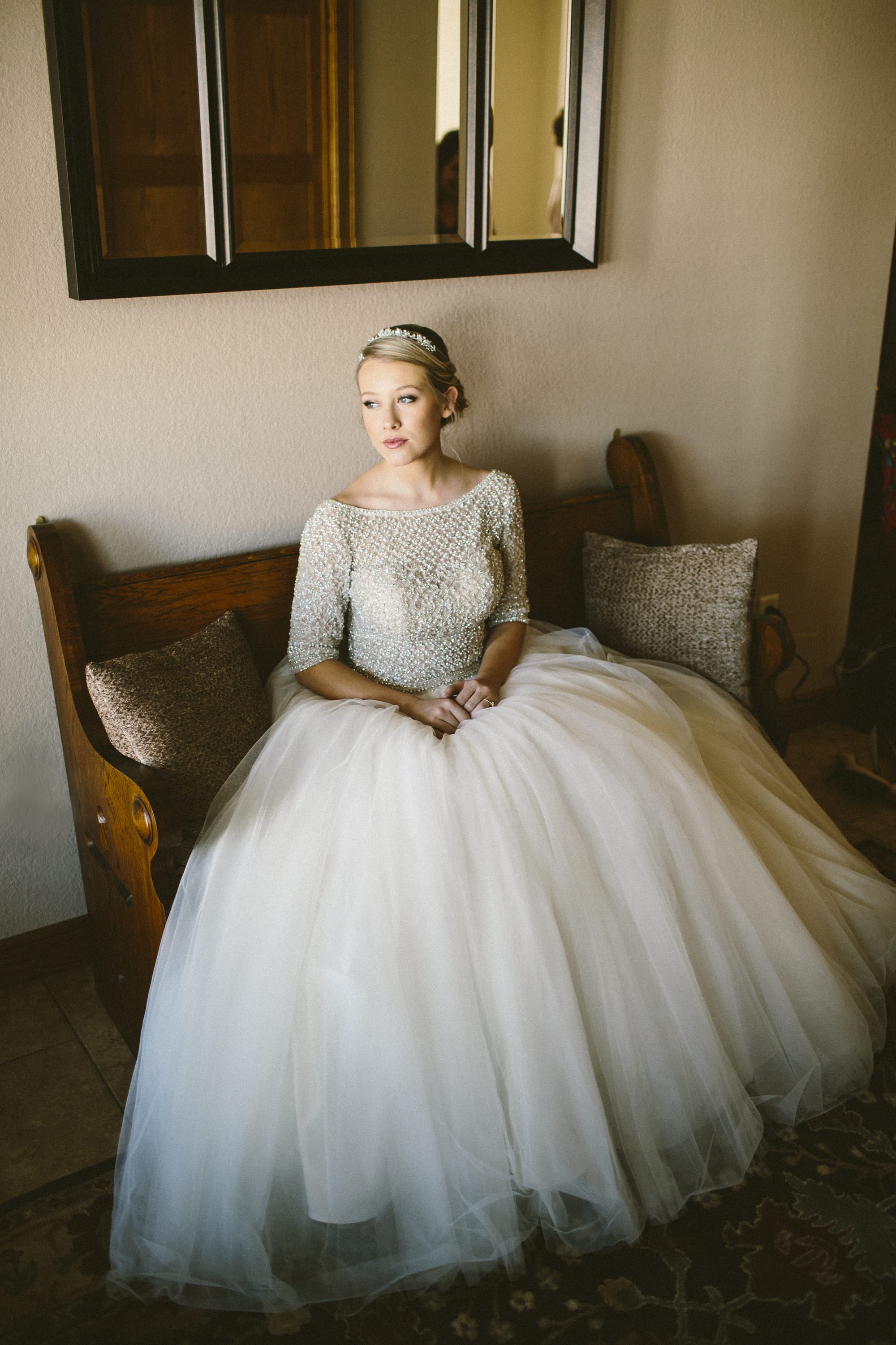 Real Bride Wearing Ball Gown Wedding Dress Called Allen by Sottero and Midgley
