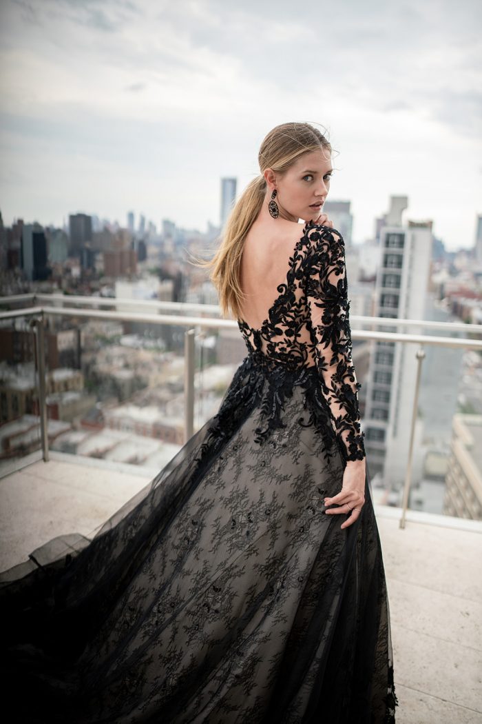 black lace wedding gown