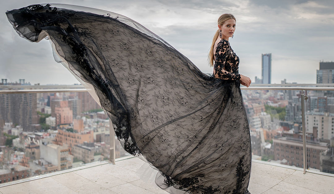 bride wearing black