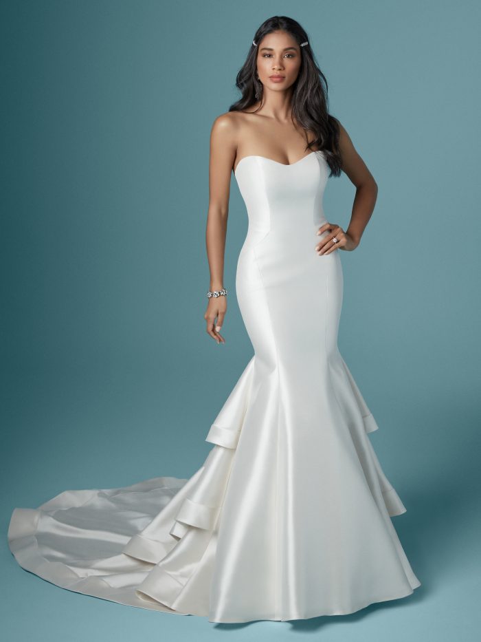 white satin fitted dress