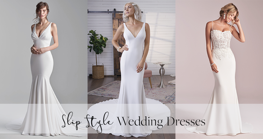 Models Wearing the Best Slip Style Wedding Dresses by Maggie Sottero for Relaxed Brides