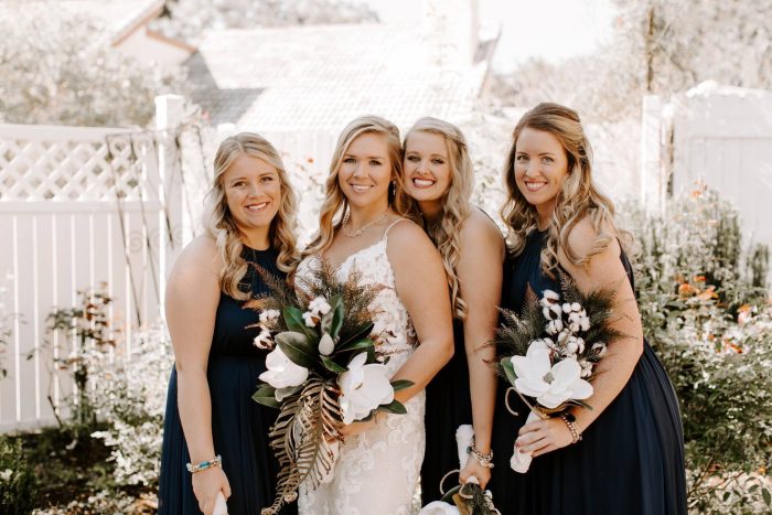 bride with 3 bridesmaids