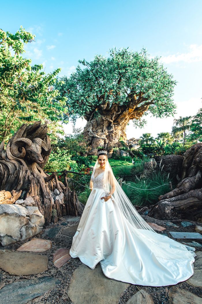 Real Bride in Disney World Wearing Princess Wedding Dress with Pockets by Maggie Sottero