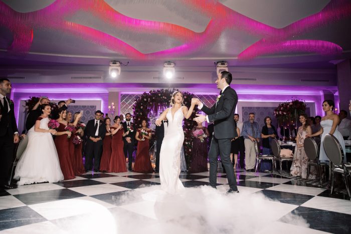 Real Bride and Groom Dancing Together During Luxurious Armenian Wedding Reception