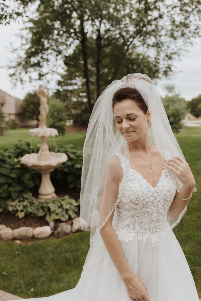 shoulder veil wedding dress