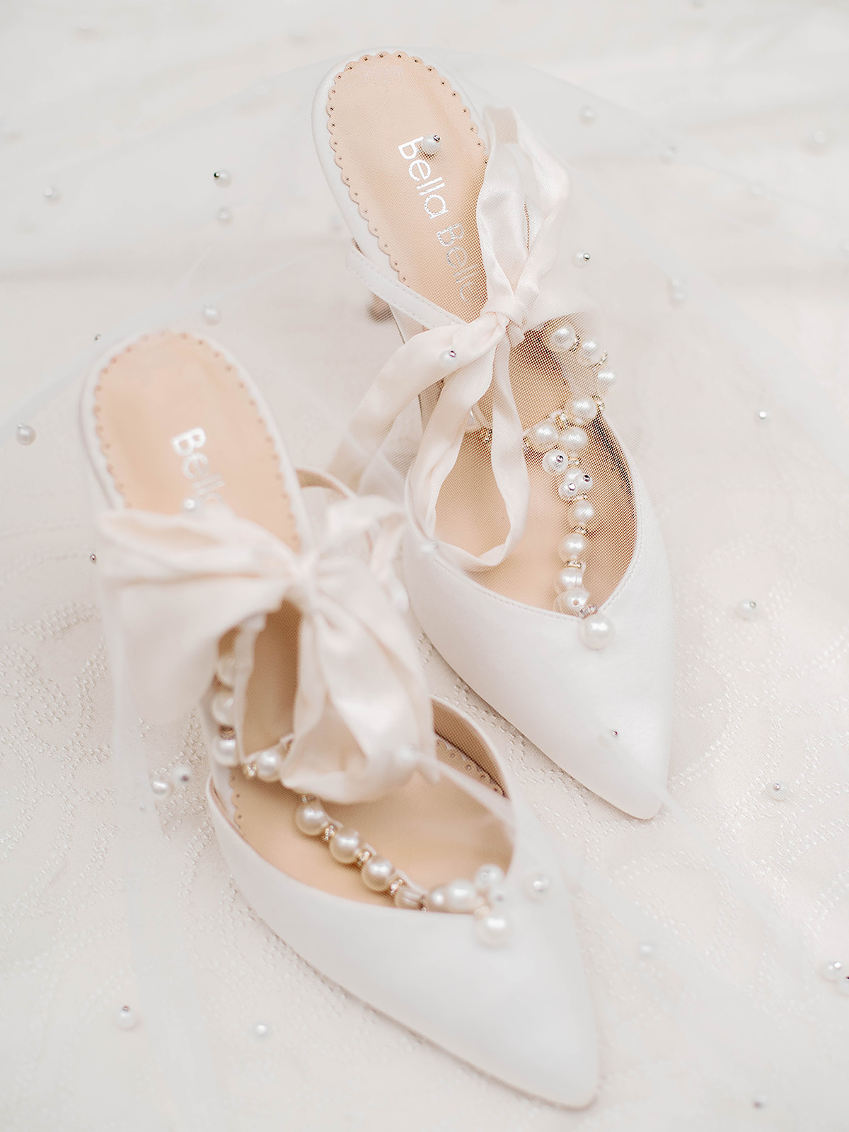 White and Pearl Royal Inspired high heel wedding shoes