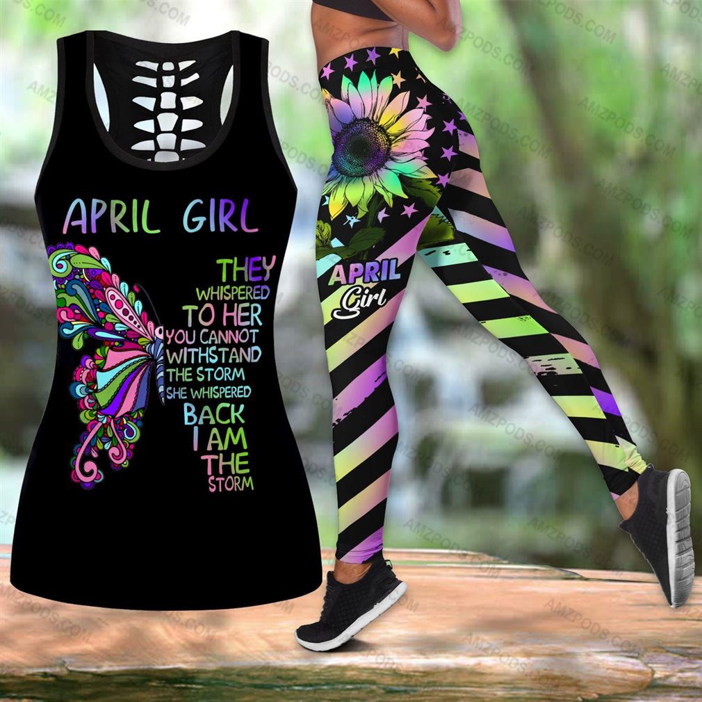 April Birthday Girl Combo Outfit Hollow Tanktop Legging Set V04
