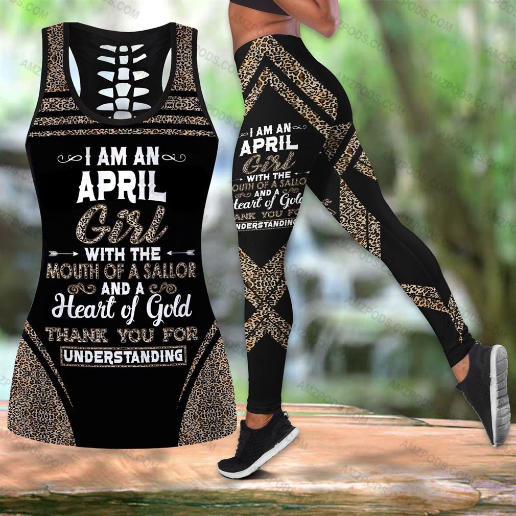 April Birthday Girl Combo Outfit Hollow Tanktop Legging Set V16