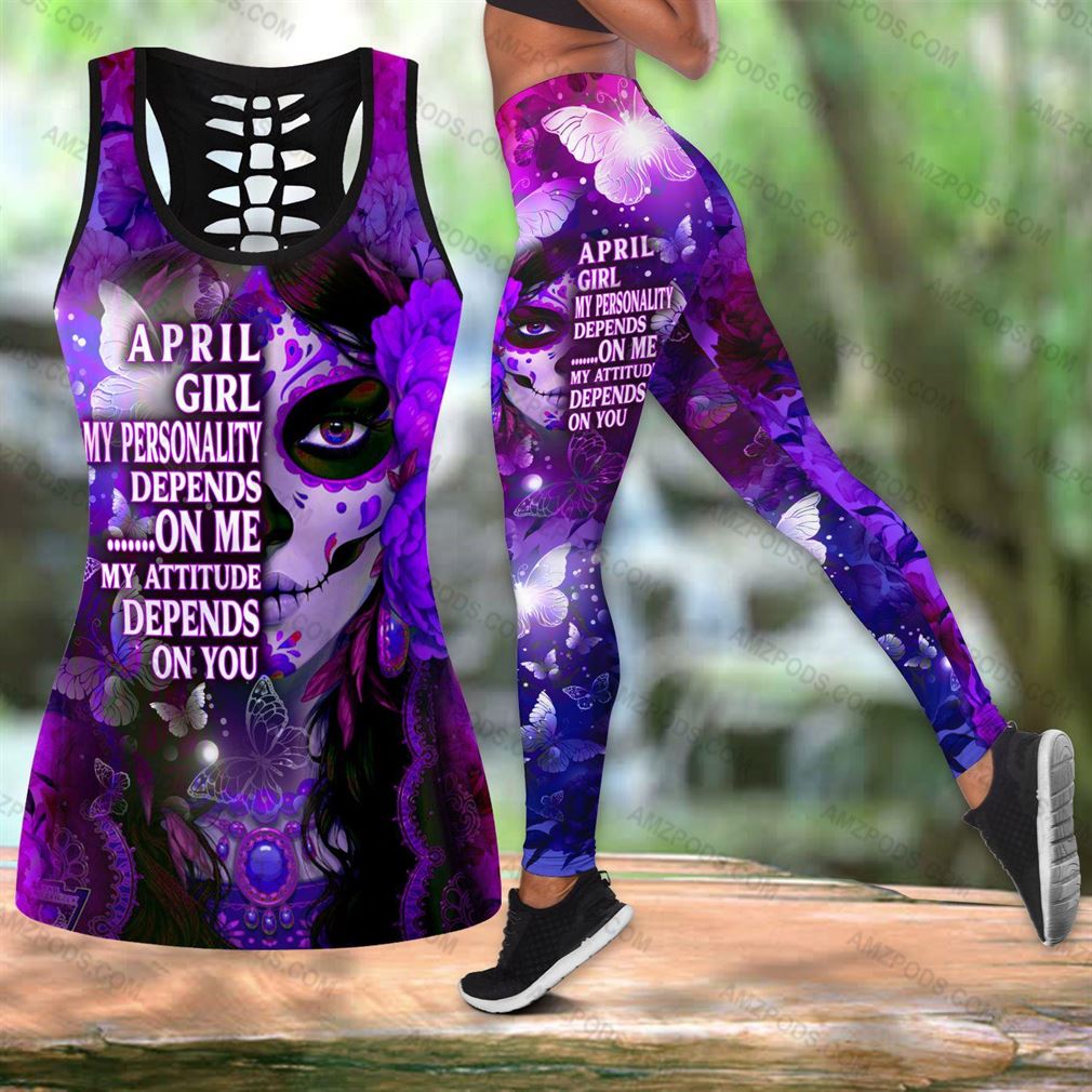 April Birthday Girl Combo Outfit Hollow Tanktop Legging Set V39