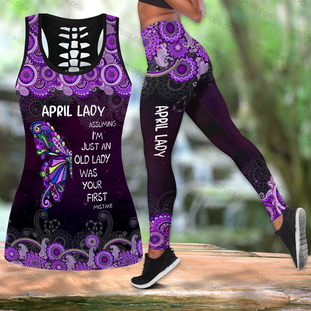 April Birthday Girl Combo Outfit Hollow Tanktop Legging Set V53