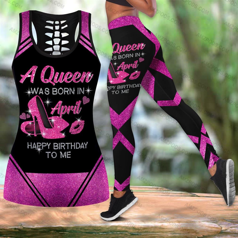 April Birthday Girl Combo Outfit Hollow Tanktop Legging Set V58