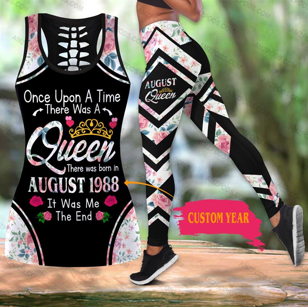 August Birthday Girl Combo August Outfit Hollow Tanktop Legging Personalized Set V013