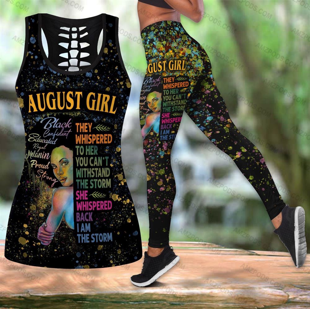 August Birthday Girl Combo August Outfit Hollow Tanktop Legging Personalized Set V016