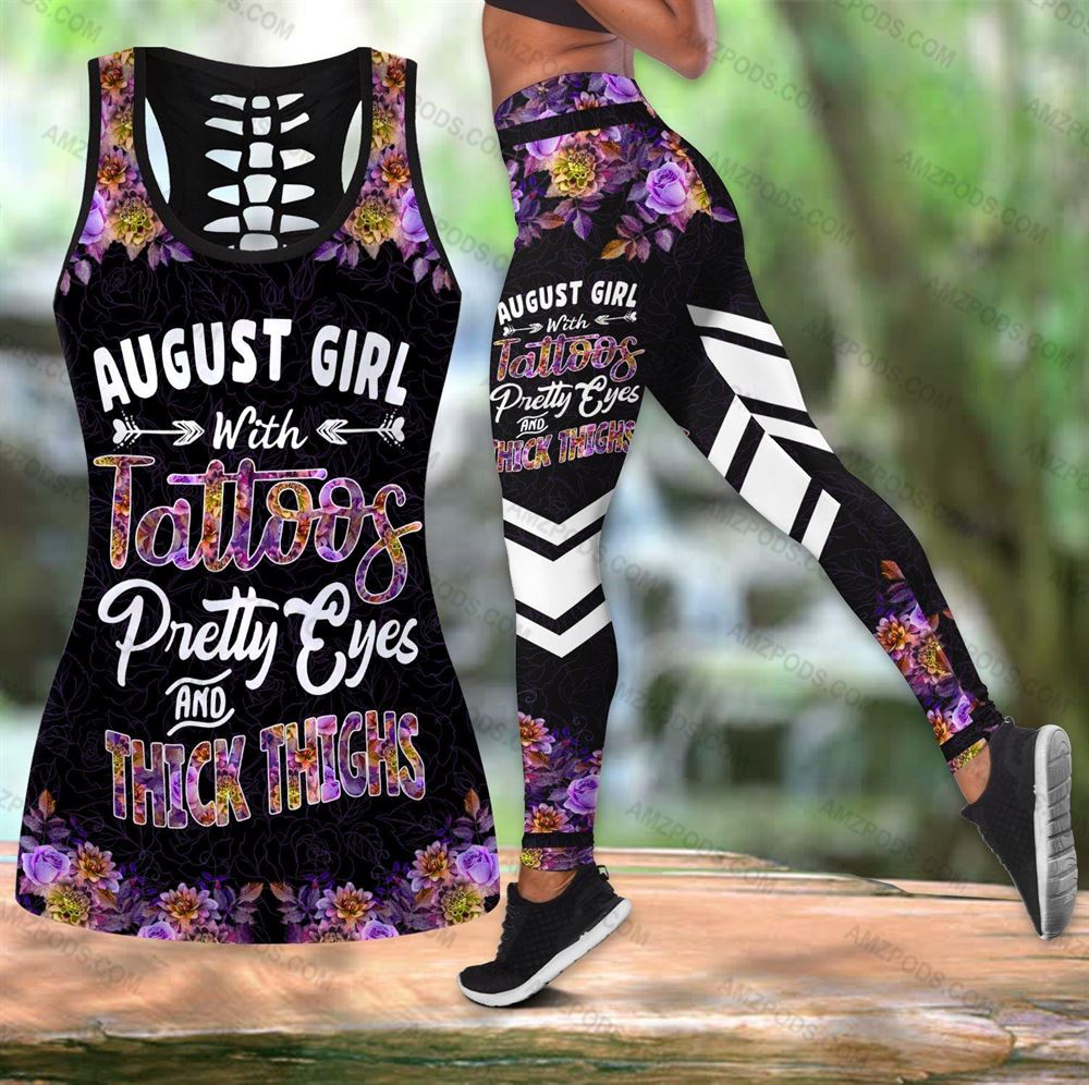 August Birthday Girl Combo August Outfit Hollow Tanktop Legging Personalized Set V025