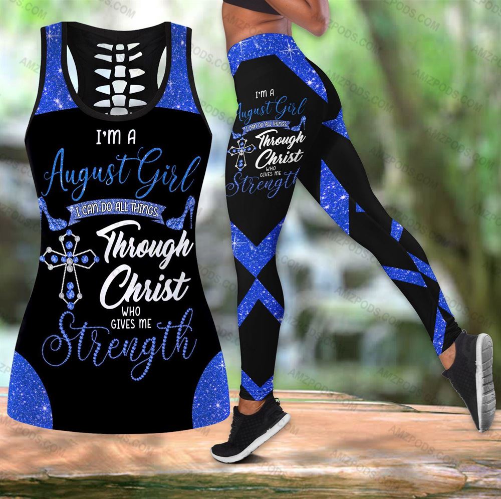 August Birthday Girl Combo August Outfit Hollow Tanktop Legging Personalized Set V038