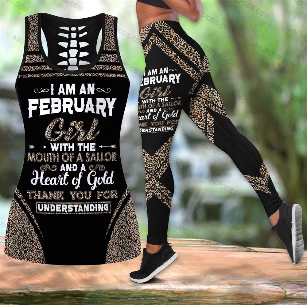 February Birthday Girl Combo February Outfit Hollow Tanktop Legging Personalized Set V017