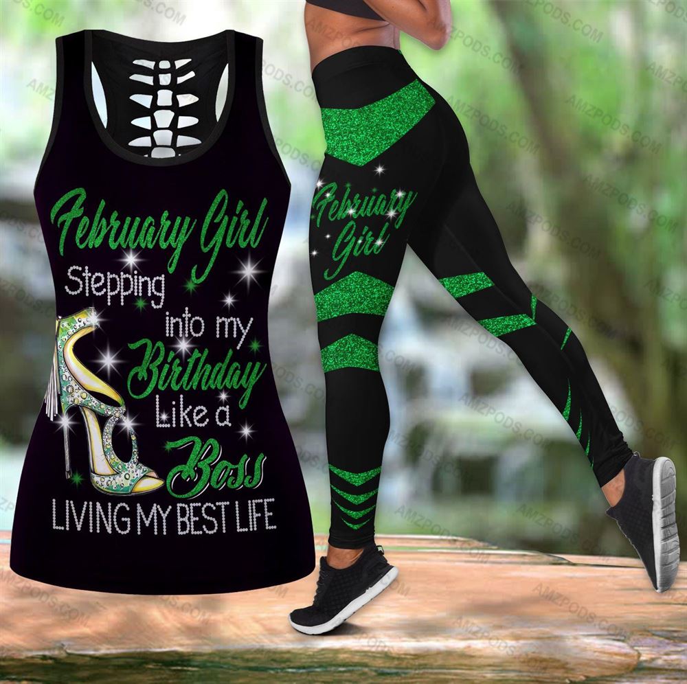 February Birthday Girl Combo February Outfit Hollow Tanktop Legging Personalized Set V018