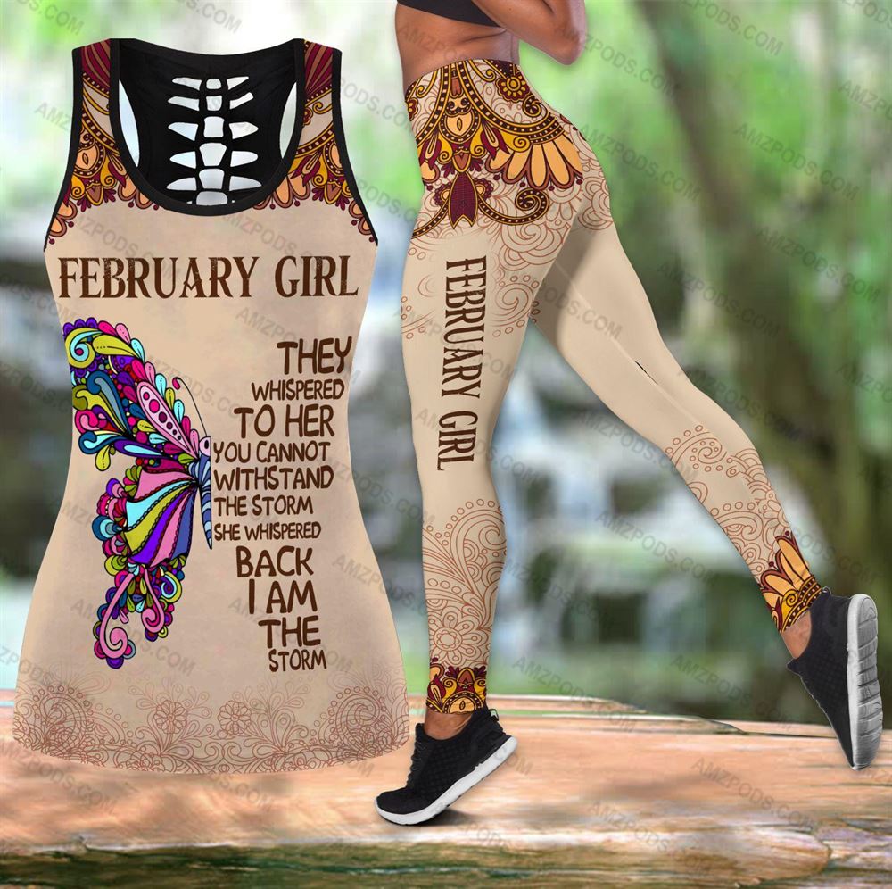 February Birthday Girl Combo February Outfit Hollow Tanktop Legging Personalized Set V030