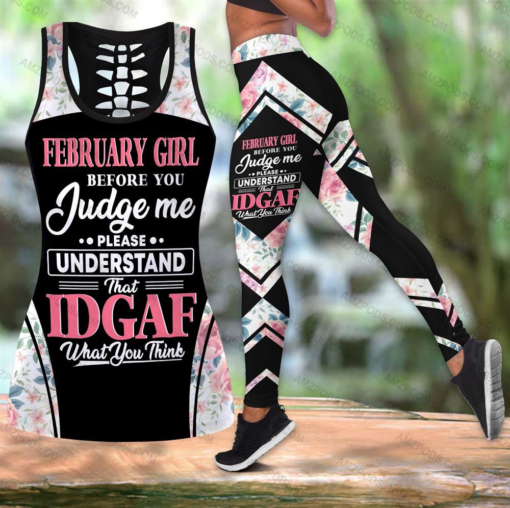 February Birthday Girl Combo February Outfit Hollow Tanktop Legging Personalized Set V08