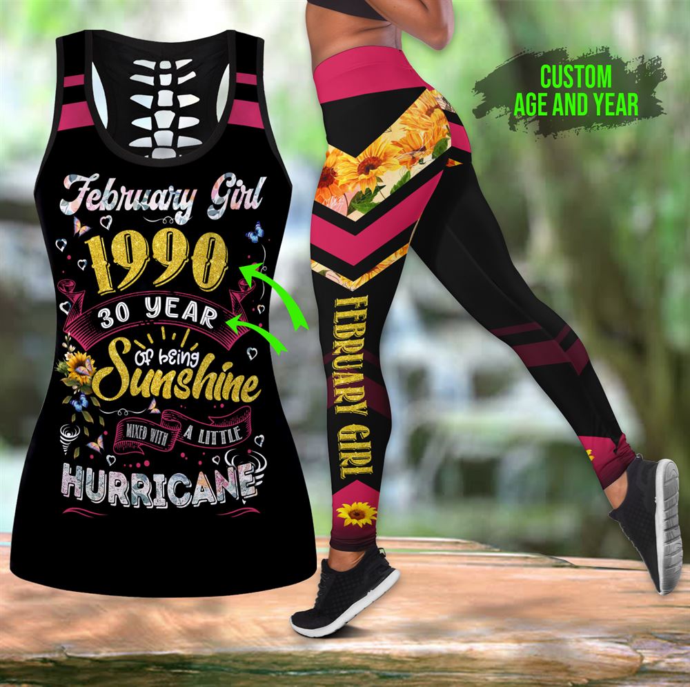 February Birthday Girl Combo February Outfit Hollow Tanktop Legging Personalized Set V09