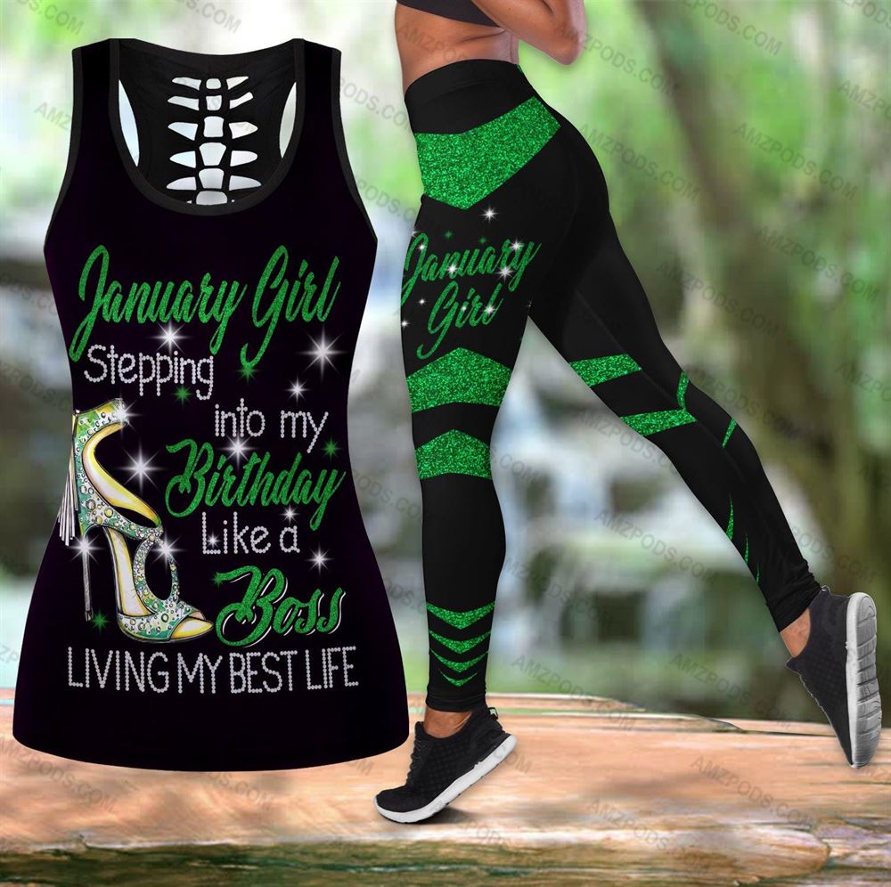 January Birthday Girl Combo January Outfit Hollow Tanktop Legging Personalized Set V017