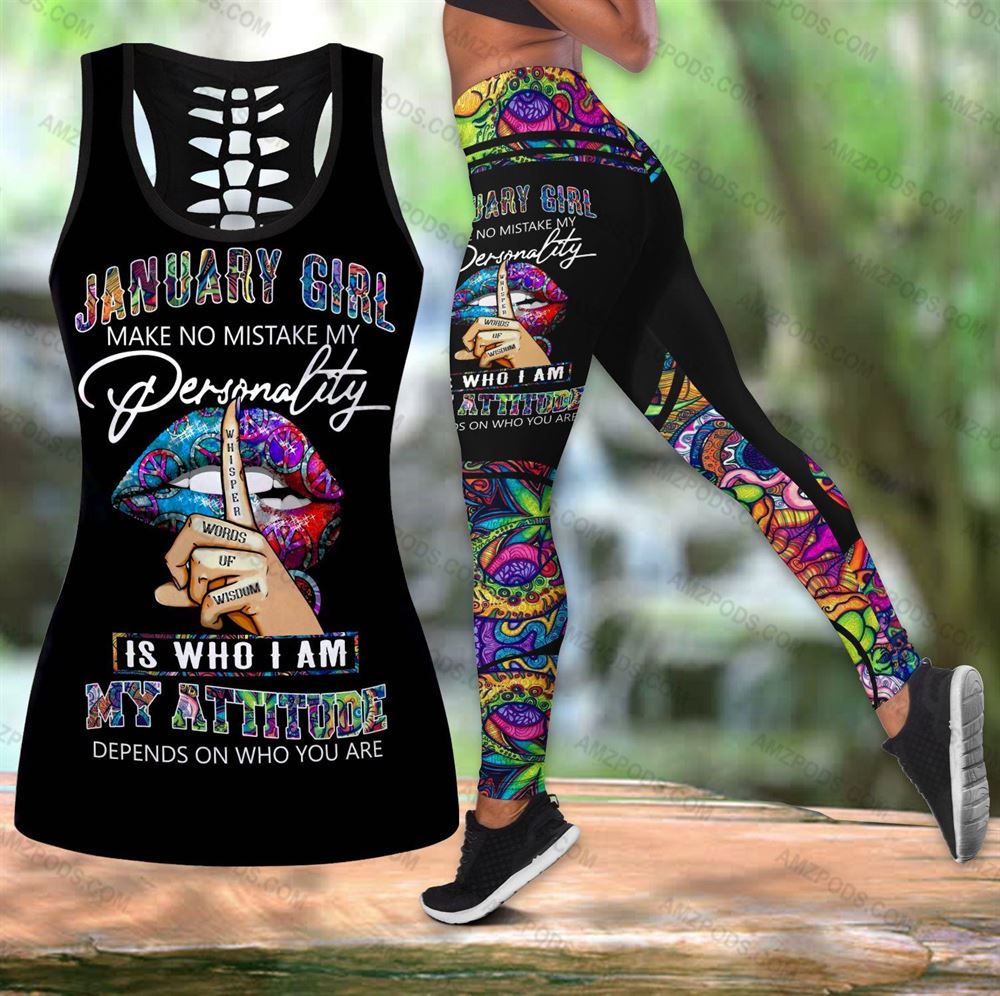 January Birthday Girl Combo January Outfit Hollow Tanktop Legging Personalized Set V019