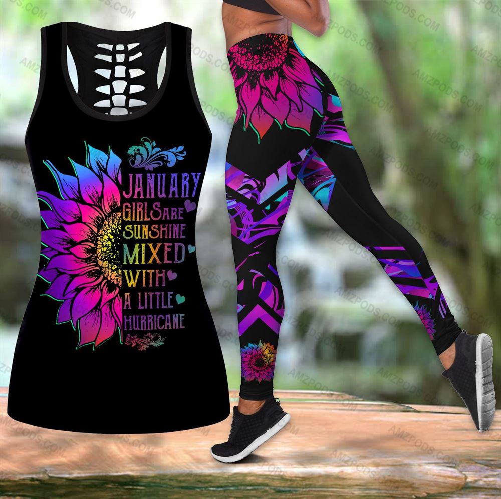 January Birthday Girl Combo January Outfit Hollow Tanktop Legging Personalized Set V02