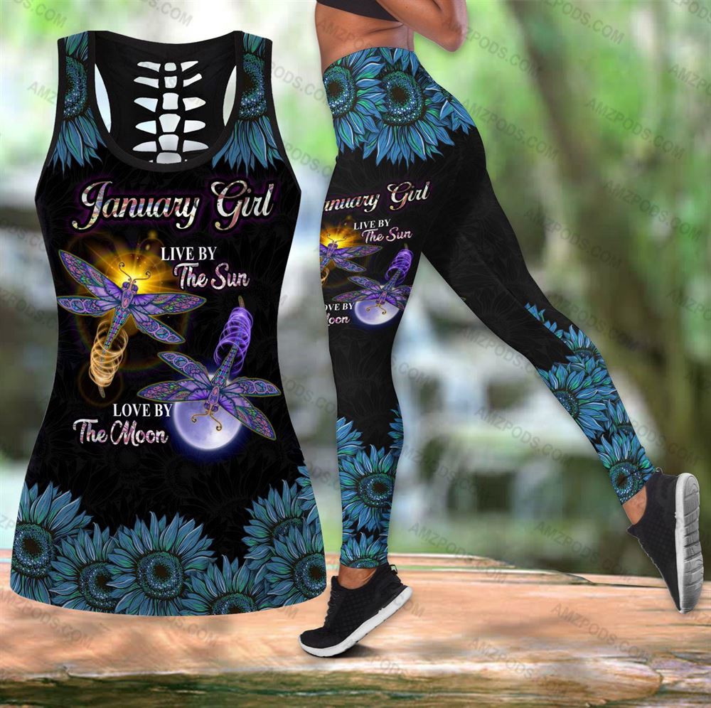 January Birthday Girl Combo January Outfit Hollow Tanktop Legging Personalized Set V041