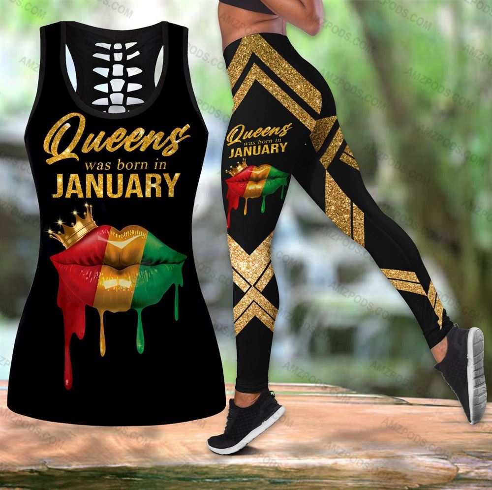 January Birthday Girl Combo January Outfit Hollow Tanktop Legging Personalized Set V047