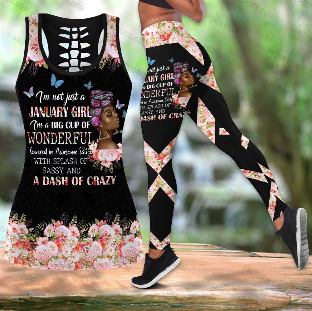 January Birthday Girl Combo January Outfit Hollow Tanktop Legging Personalized Set V052