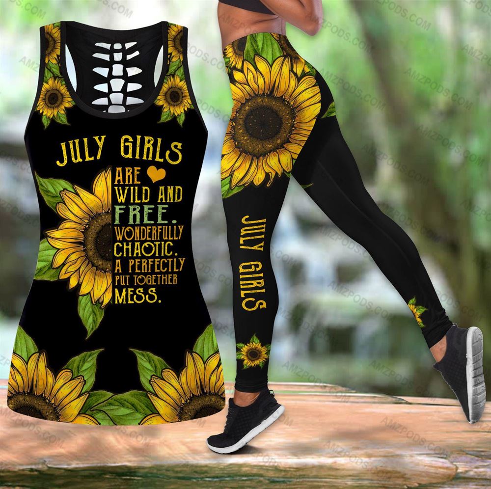 July Birthday Girl Combo July Outfit Hollow Tanktop Legging Personalized Set V012